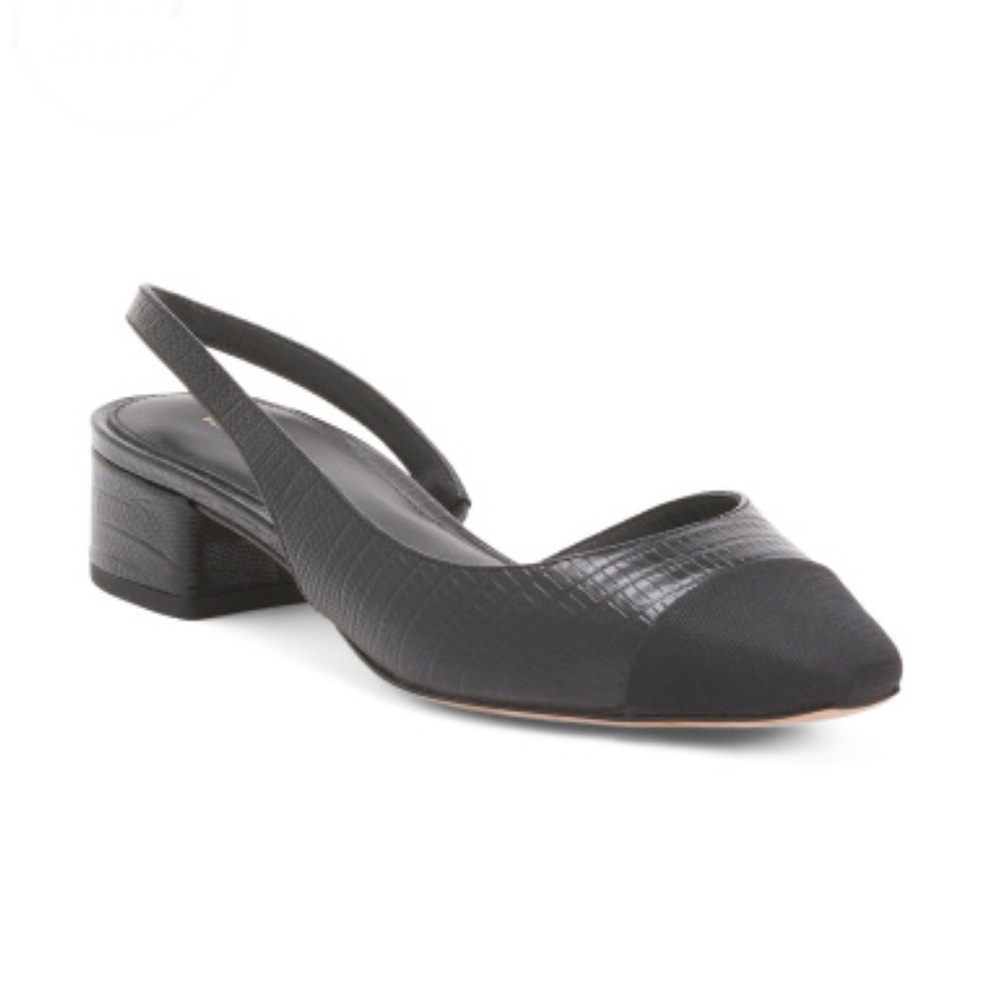VERONICA BEARD Black Leather Cecile Slingback Heels